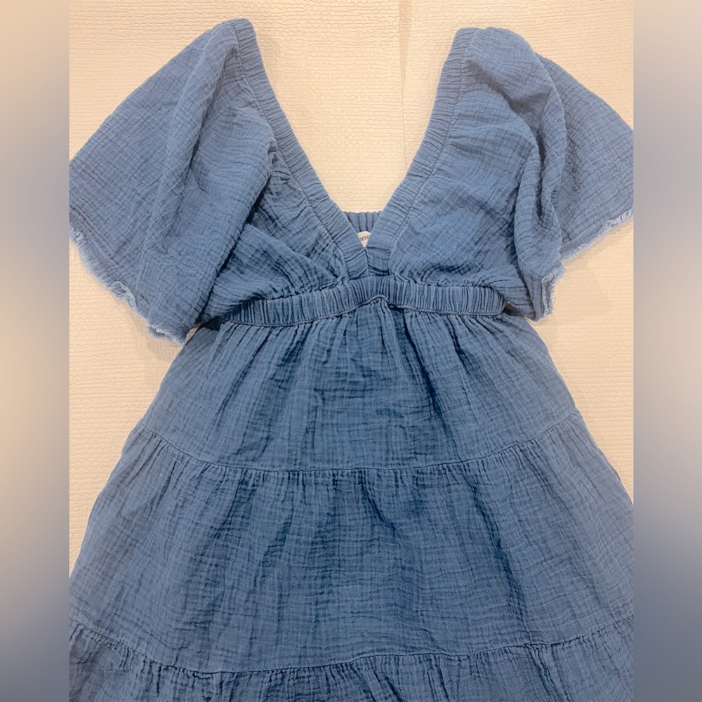 Aerie Gauze V-Neck Blue Dress 
Size XS - Picture 4 of 6